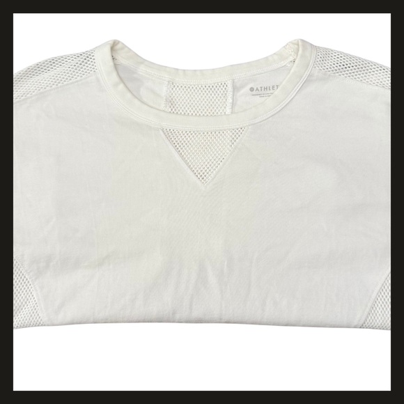 Athleta Rebalance Sweatshirt White Mesh Panel Long Sleeve Cotton Top  Small NWOT - Picture 10 of 14